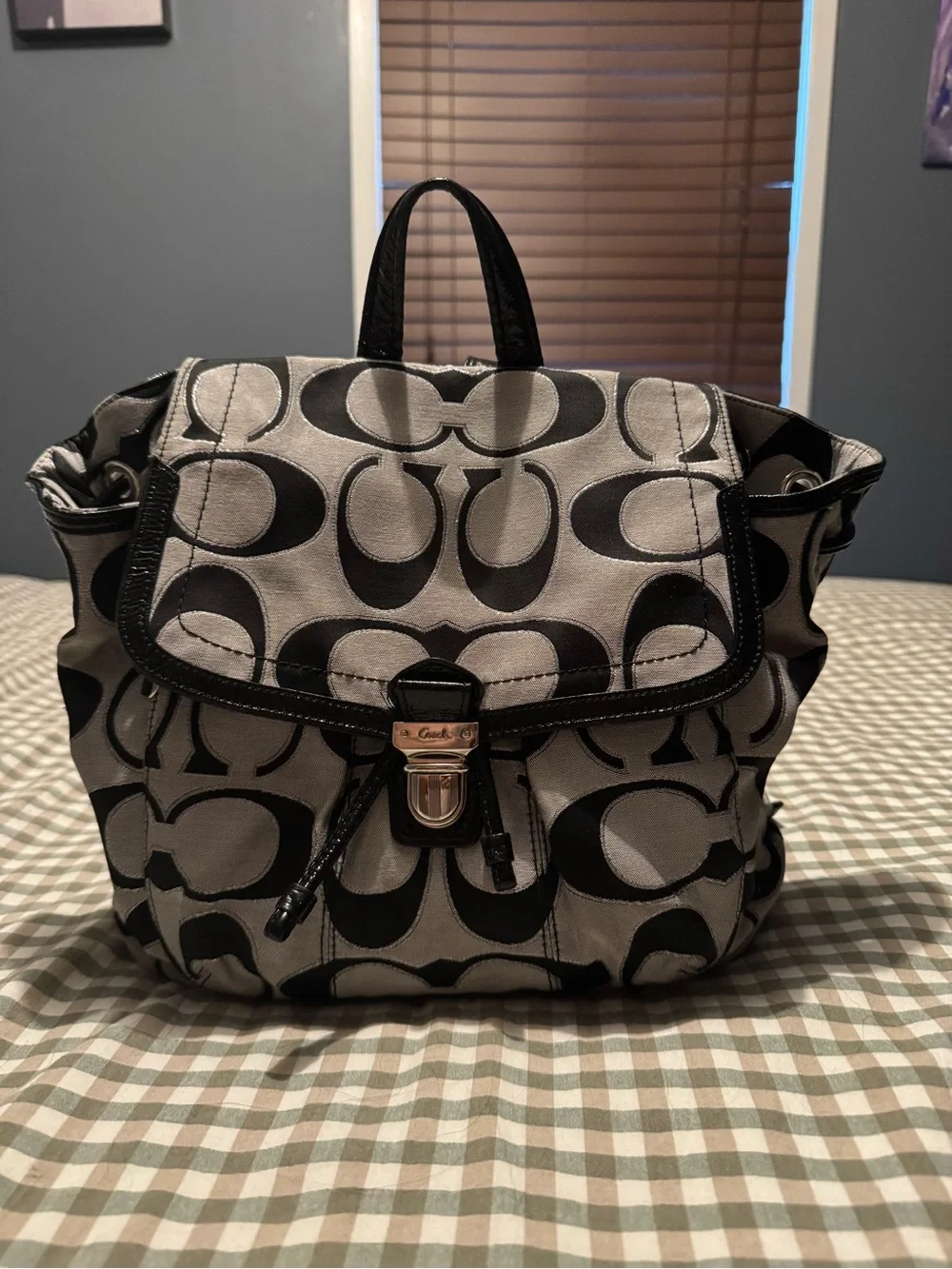 Coach Black and Gray Signature Backpack